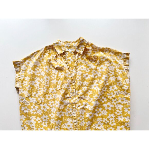 MADEWELL Central Retro Floral Yellow Cotton Voile Oversized Shirt, Size XS - Picture 8 of 13